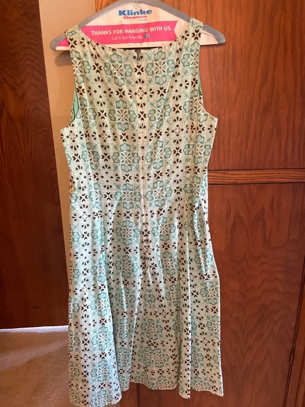 New York & Company Mint Green and White Printed Sleeveless Midi Dress - Picture 2 of 3
